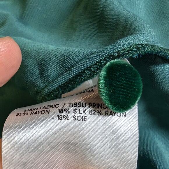 NWOT Reformation Mountain Emerald Green Velvet Mini Ruffle Holiday Dress, - Picture 13 of 14